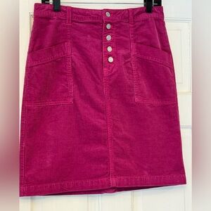 Pilcro Magenta Corduroy Pencil Skirt